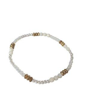 White Pearlized Seedbead Anklet Women's Costume Jewelry